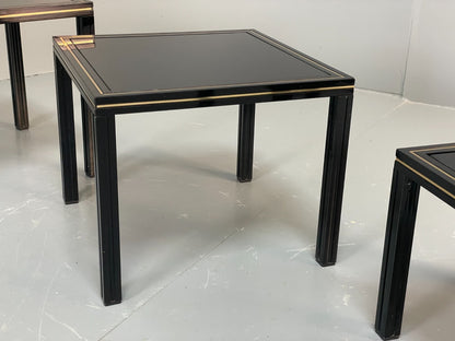 Vintage 1970s Nesting Tables Pierre Vandel Black Gold Glass 1970s EB11804 MWOO3