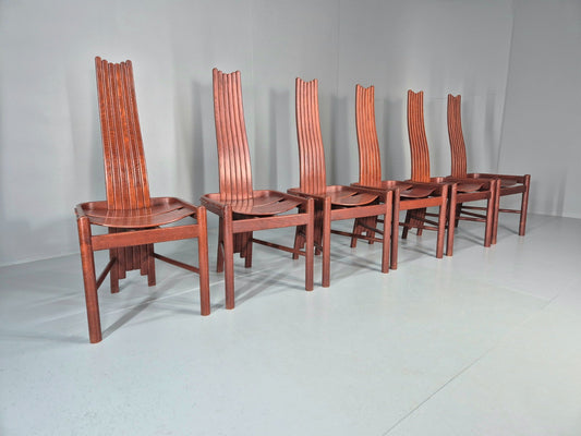 6 1980s Post Modern design Dining Chairs Allmilmo Retro Brutalist EB11000 VDIN0