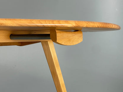 Vintage Ercol Circular Table Drop-Leaf Solid Blond Elm 1960s EB11053 MWOO11