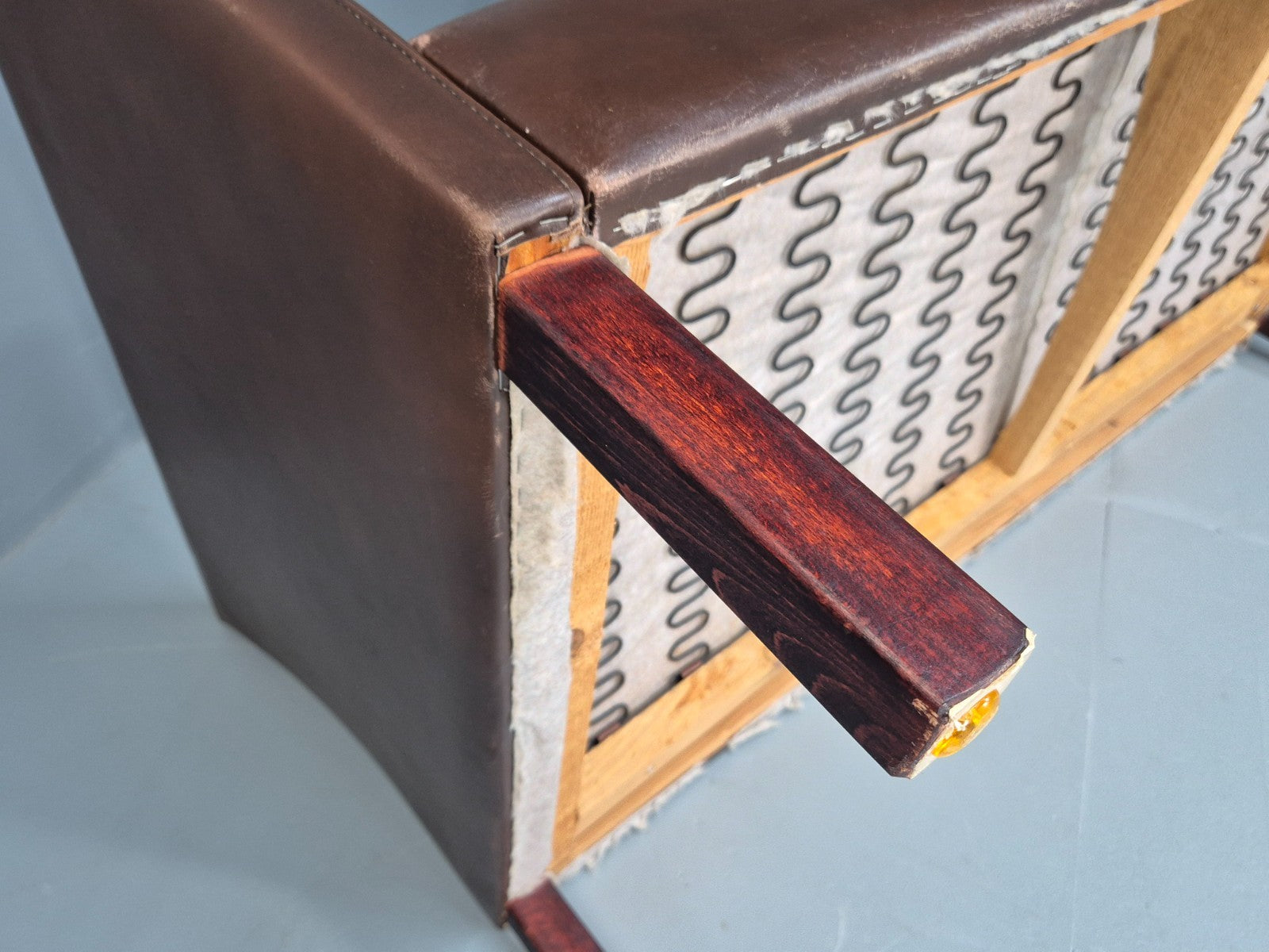 Vintage Danish Two Seater Sofa Brown Leather Mid Century Design 70s EB10070 M2SS11