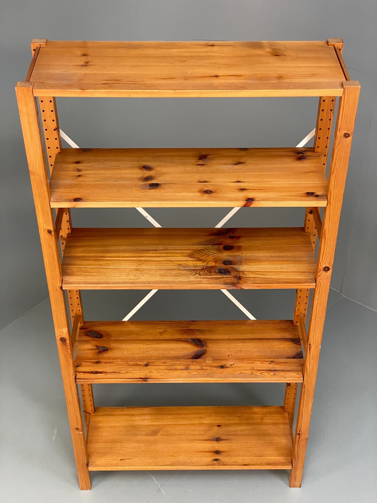 Pine Open Shelving Unit Adjustable Retro Scandi Solid EB11783 MWOO2