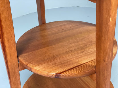 Vintage IKEA Side Table Olsvik Pine Round Three Tiered EB11184 MWOO6