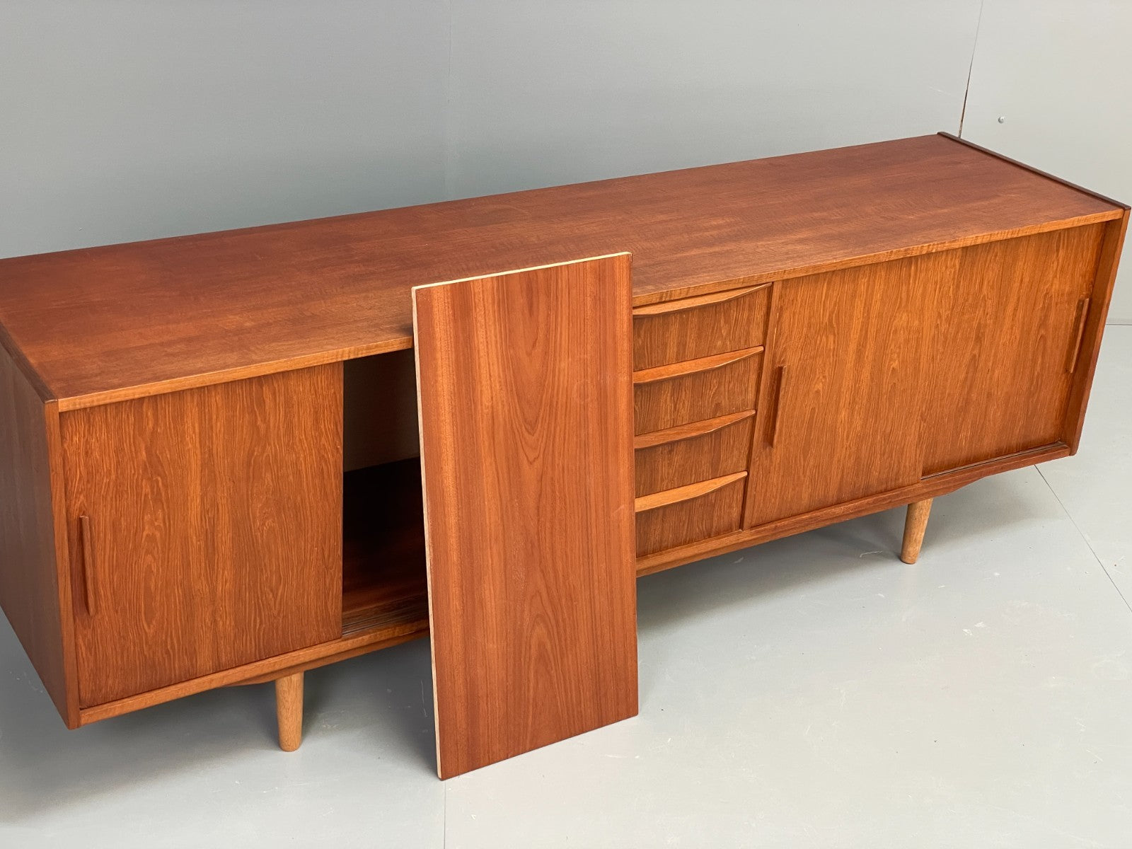Vintage Teak Sideboard 1960s Midcentury Drawers Shelving Storage EB10945 MWOO13