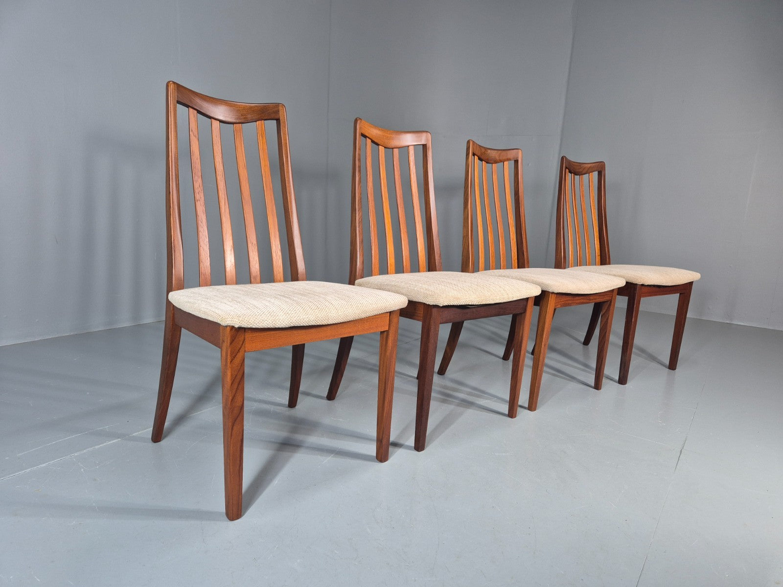 4 Vintage G Plan Ffresco Dining Chars Teak Cream Seats 1970s Retro EB11591 MDIN0