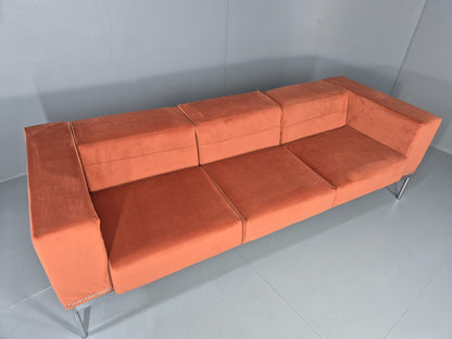 Vintage 4 Seater Sofa Italian Modern Design Sitia Peach Velvet  EB11771 M4SS3