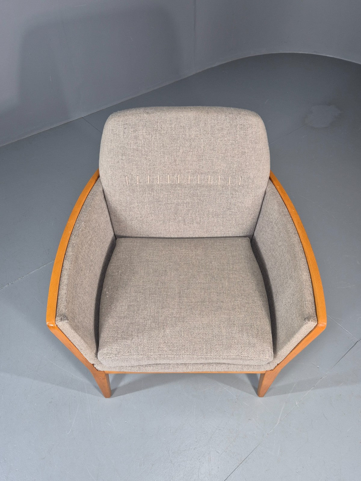 Vintage MIdcentury Lounge Chair 1950s Sweden Retro Grey Wool Beech EB11095 MNOR2
