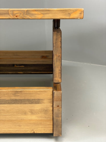 Vintage 1970s Coffee Table Pine & Glass By Hameen Kalustaja Finland EB11176 MWOO6