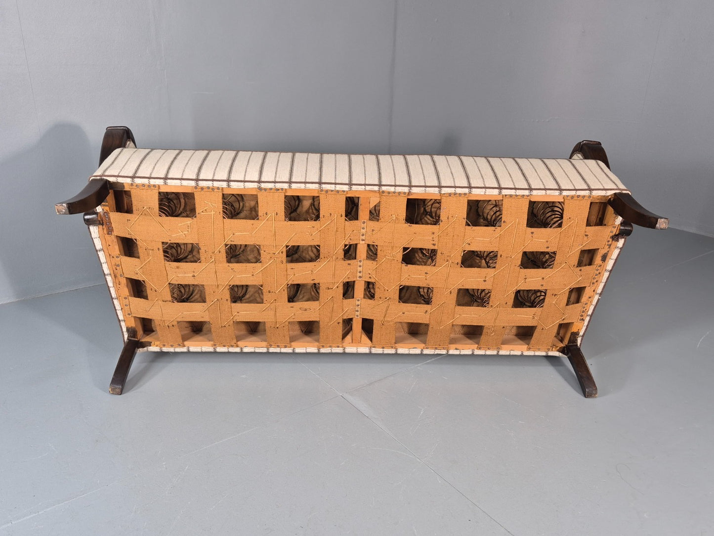 1950s Three Seater Settee Vintage Danish Cream and Grey Retro Deco EB11351 V3SS11