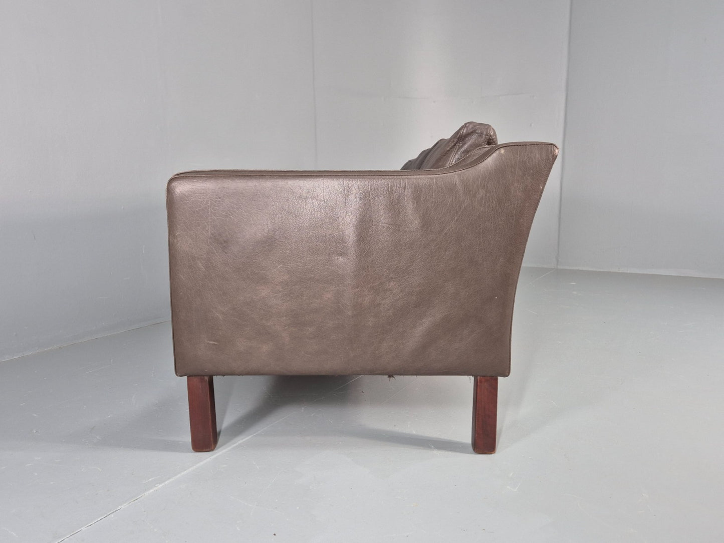 Vintage 3 Seat Sofa Danish Brown Leather Mid Century Retro 1970s EB10487 M3SS20