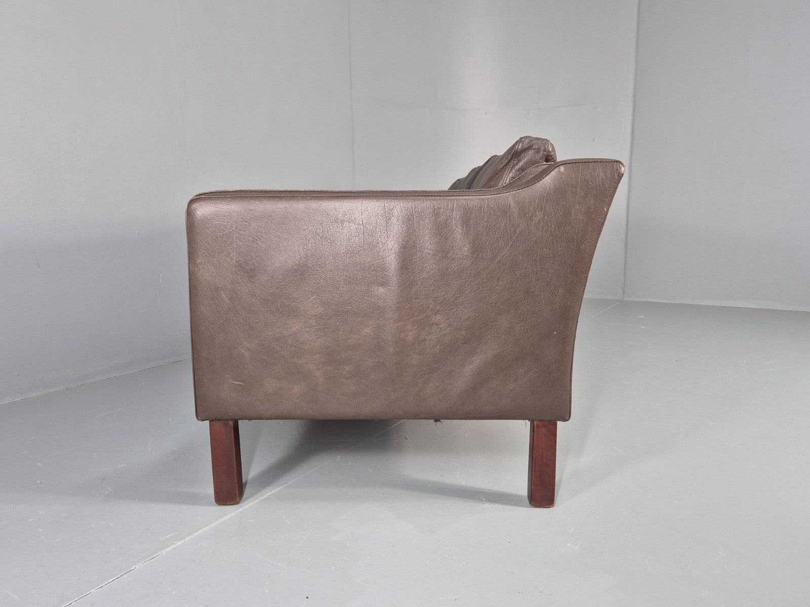 Vintage 3 Seat Sofa Danish Brown Leather Mid Century Retro 1970s EB10487 M3SS20