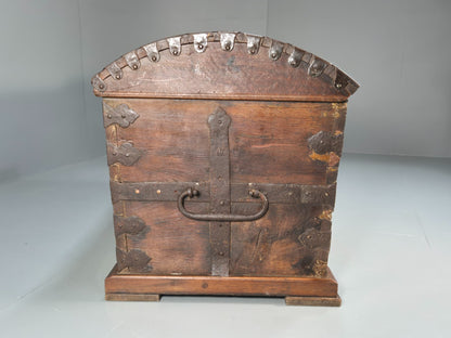 Antique Danish Oak Chest Two Seater Sofa Striped Stamped 19th Cent EB9602 V2SS - UKDK FURNITURE