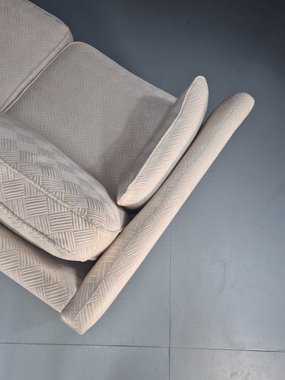 Vintage 3 Seater Sofa Retro Danish Cream Patterned Fabric EB10520 M2SS15
