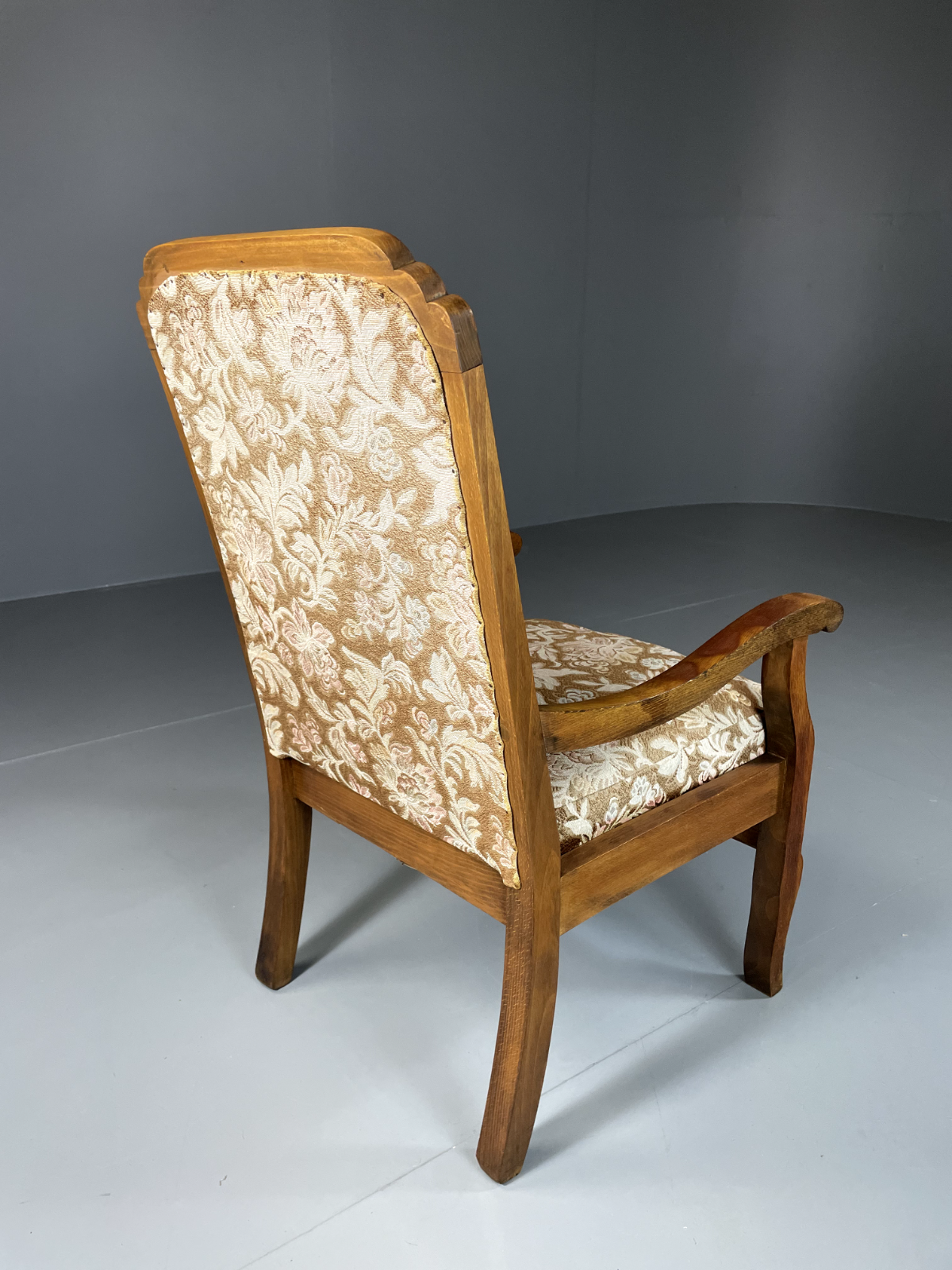 Danish Vintage Beech Framed Open Armchair With Floral Seat, Retro EB5675 VCLO - UKDK FURNITURE