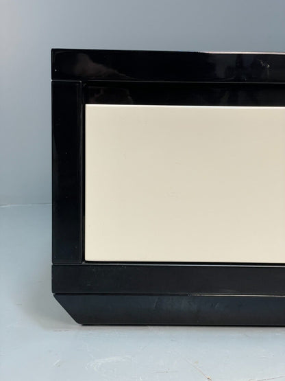 Italian Gloss Black & Off White 1980s Style Tv Unit With Drawers EB8686 MWOO - UKDK FURNITURE