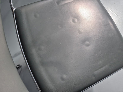 6 Leather Stacking Chairs Brunner Linos Dark Green Chrome Modern EB11734 MSTA16