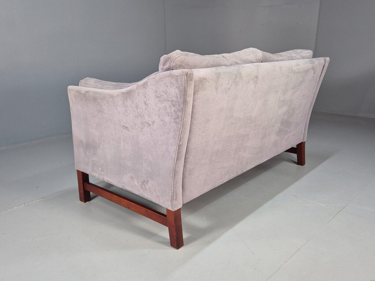 Vintage Danish 2 Seat Sofa Lilac Faux Suede 1980s Retro MCM EB3236 M2SS - UKDK FURNITURE