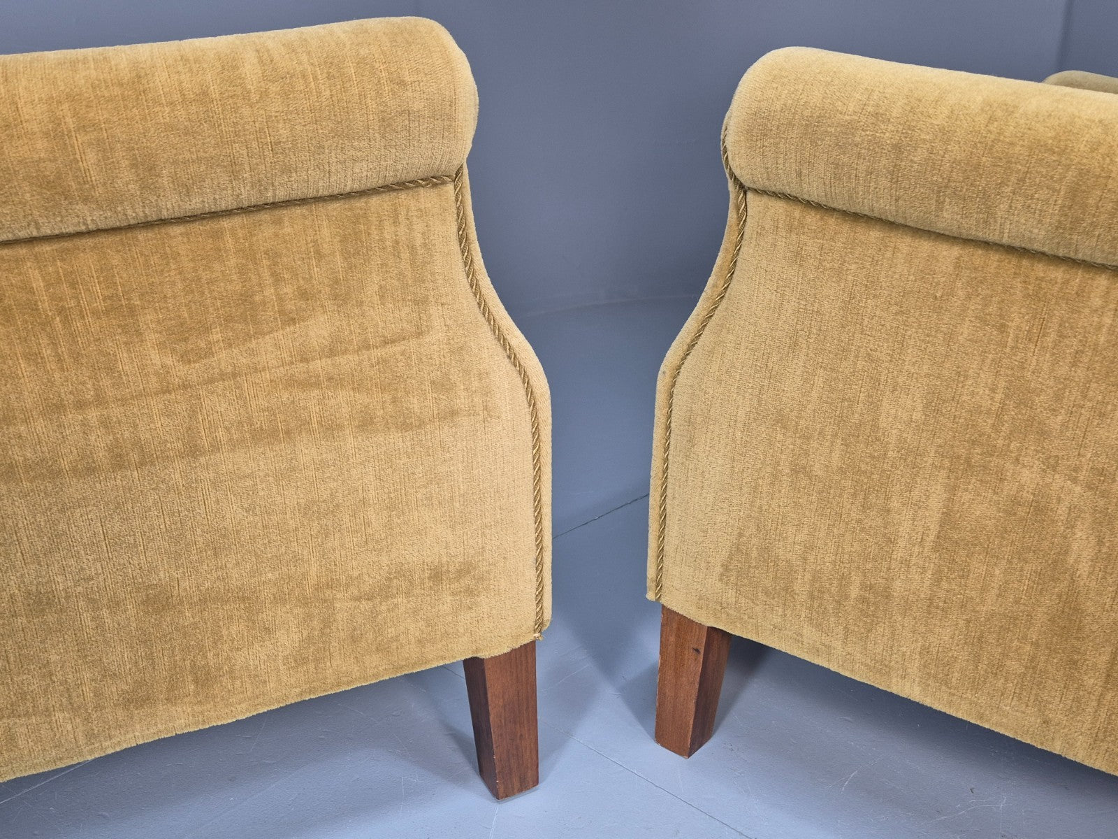 2 Art Deco Cottage Chairs Vintage Danish Gold Velour  1940s   EB10737 VCLO10