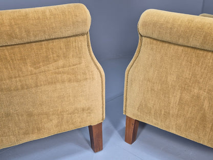 2 Art Deco Cottage Chairs Vintage Danish Gold Velour  1940s   EB10737 VCLO10