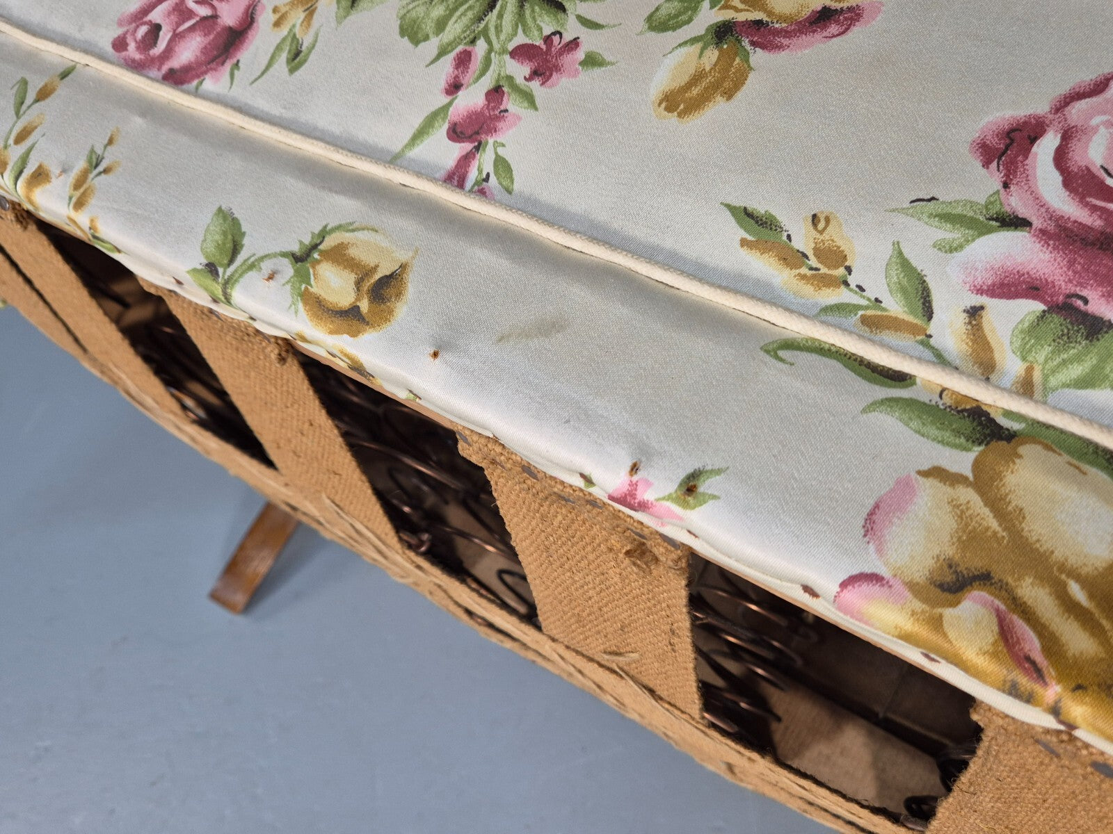 Vintage 3 Seater Sofa Floral Fabric 1950s Mid Century Danish Design EB9542 V3SS - UKDK FURNITURE
