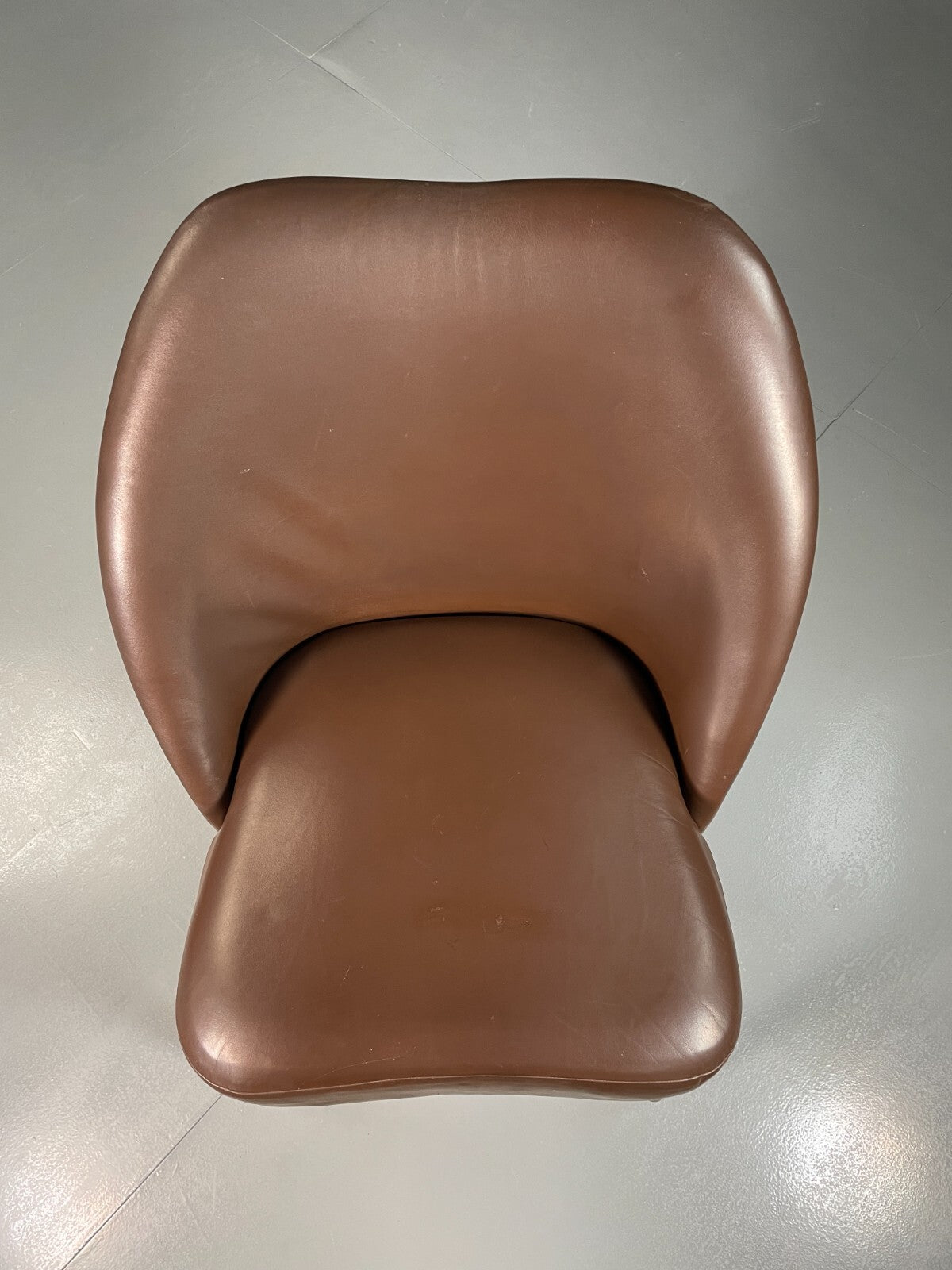 Vintage Danish Lounge Chair Brown Leather Circular Form Retro MCM EB6586 MNOR4