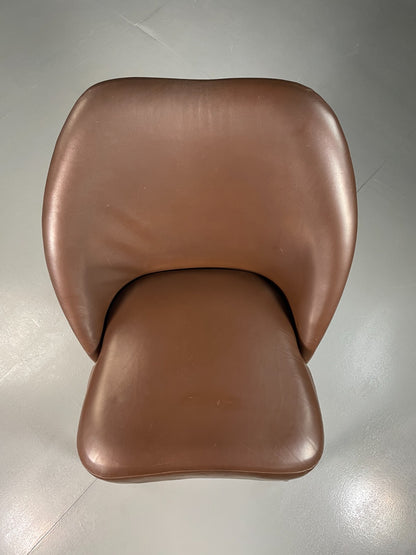 Vintage Danish Lounge Chair Brown Leather Circular Form Retro MCM EB6586 MNOR4