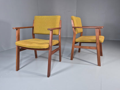 2 Danish Desk Chairs Teak Framed Original Wool Upholstery 1960s MCM EB11335 MDIN1