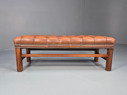 Vintage Georgian Style Leather Upholstered Buttoned Long Ottoman  EB10623 MFOO2