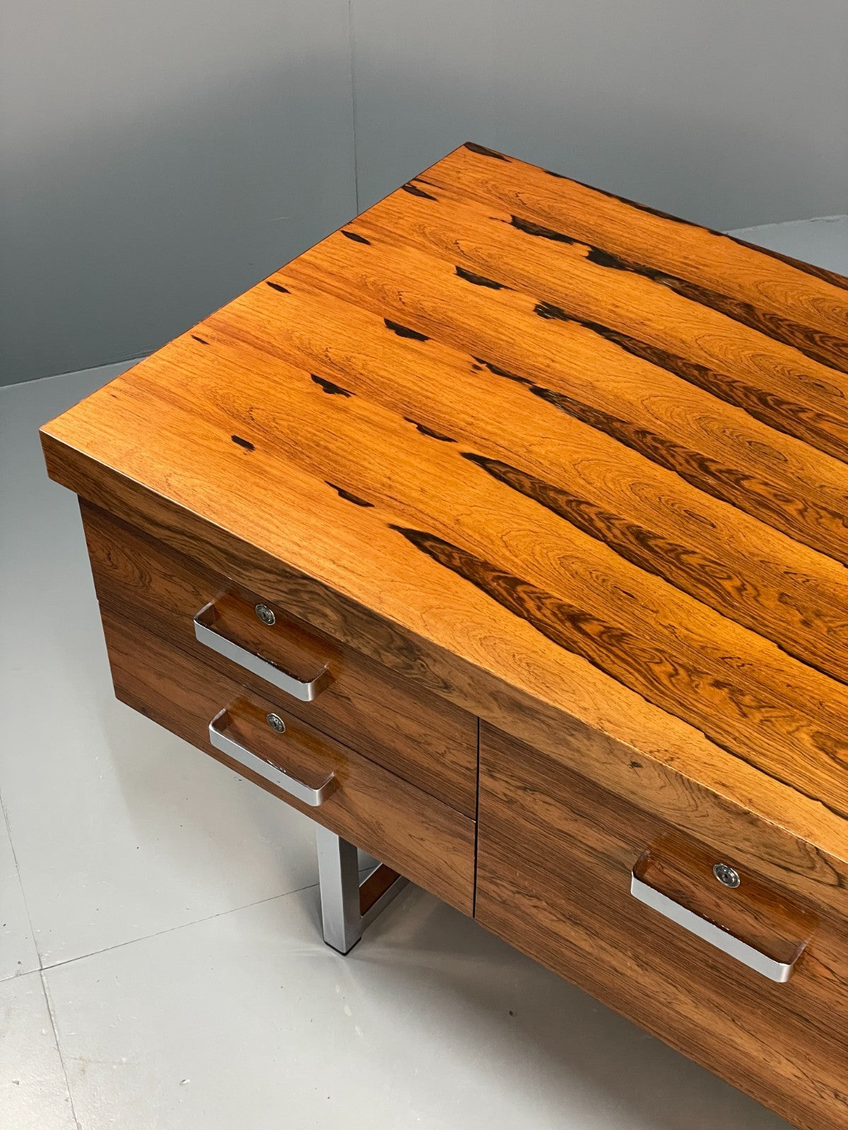 Vintage Gordon Russell Sideboard - Chrome Black Vinyl Mid Century EB10947 MWOO5