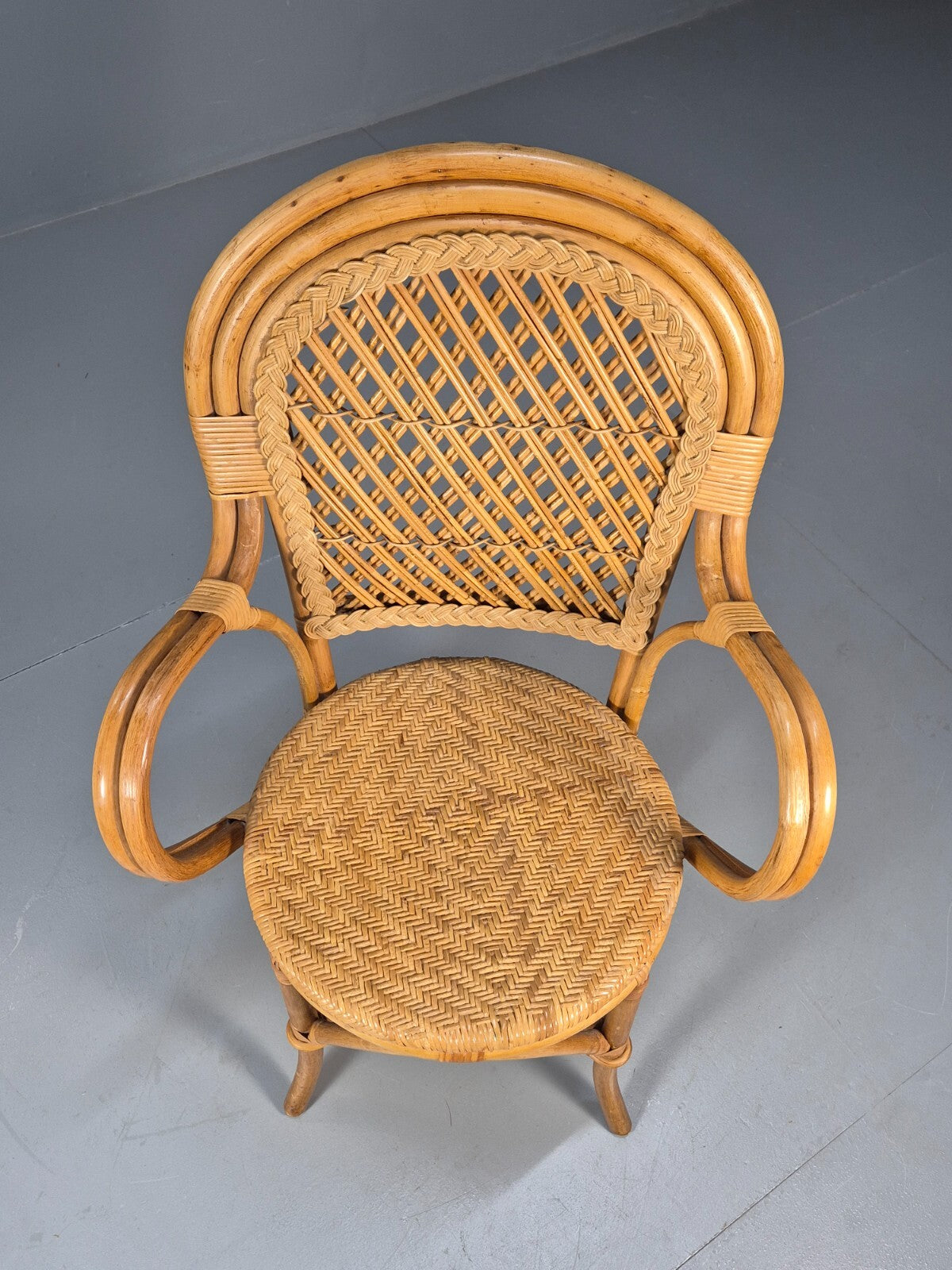 Vintage Cane Rattan Armchair 1980s Retro EB9685 VBER - UKDK FURNITURE