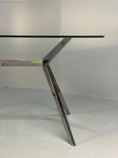 Glass & Chrome Dining Table By Calligaris Modern Minimal Design EB10357 MWOO6
