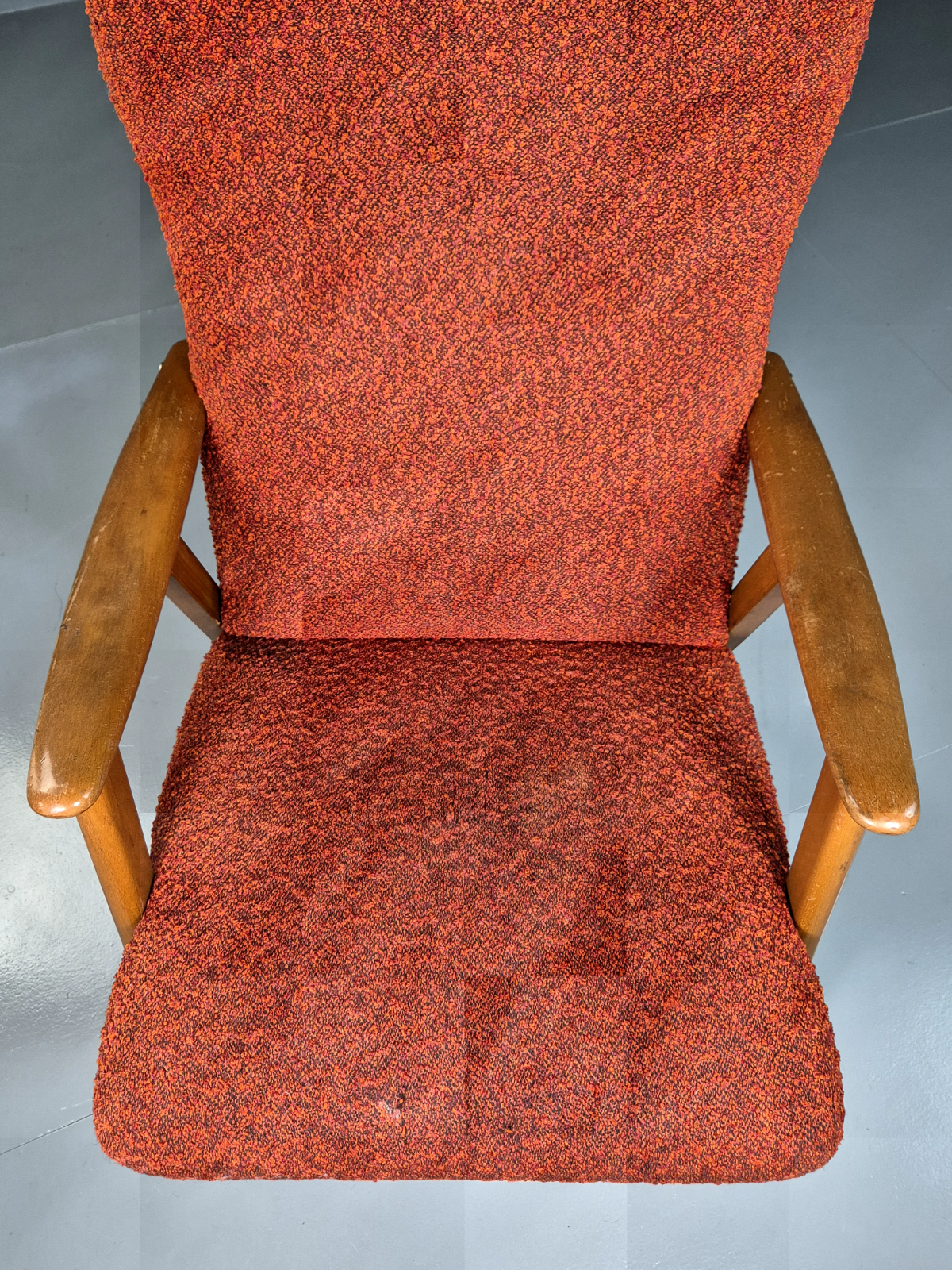 Vintage Swedish Lounge Chair Orange Beech Wood Frame Retro 1960s MCM EB7244 MNOR14