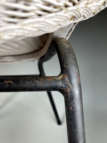 Vintage Lloyd Loom Chair White Circular Retro MCM EB5270 VBER13