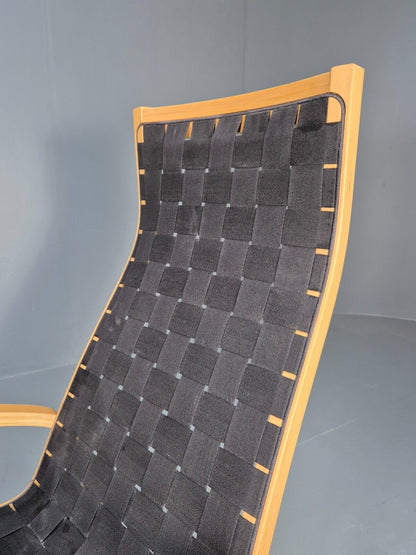 Vintage Danish Lounge Chair Black Canvas Bentwood Aalto Style Retro EB8516 MBEN - UKDK FURNITURE