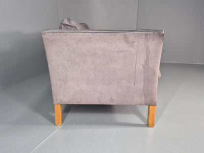 Vintage Mogens Hansen 2.5 Seat Settee Grey Leather 1980s Retro EB11644 M3SS14
