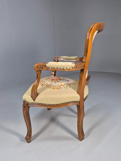 Vintage Rococo Fauteuil Floral Tapestry Carved Frame Danish 1960s EB9554 VCAR - UKDK FURNITURE