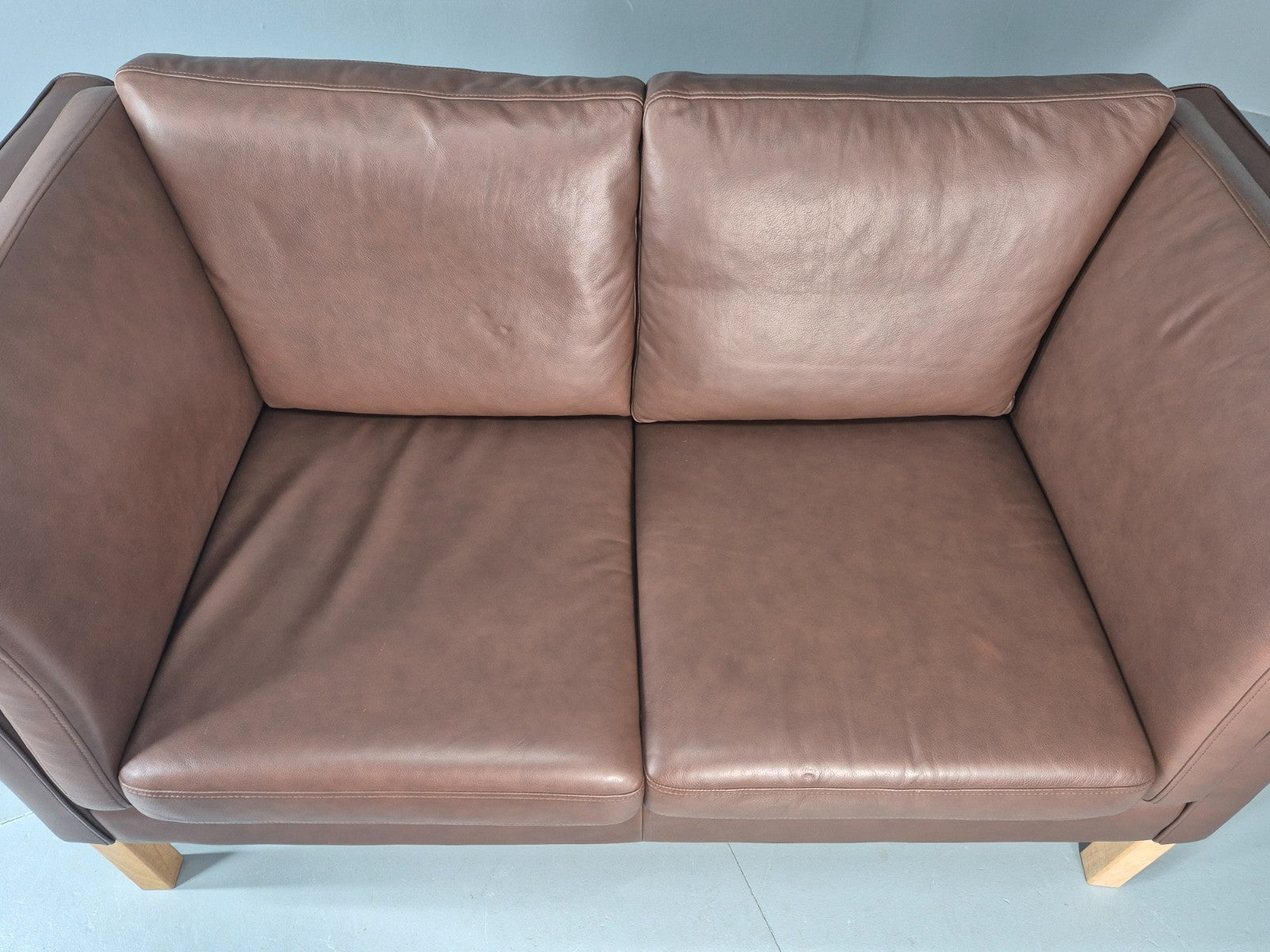 Vintage 2 Seater Settee Brown Leather Danish 1980s Retro Hurup EB11630 M2SS6