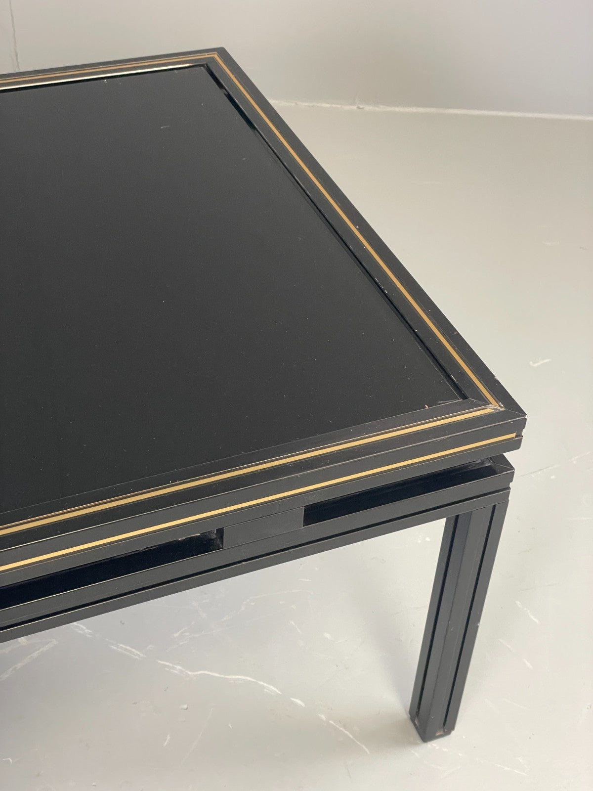 Vintage 1970s Coffee Table Pierre Vandel Black Gold Glass 1970s EB11812 MWOO5