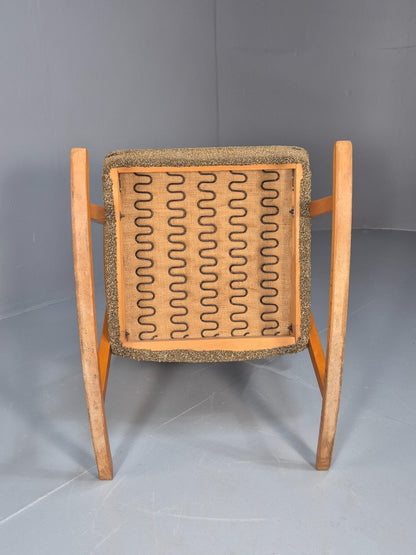 Mid Century Rocking Chair Olive Brown Wool Fabric Beech Frame 1950s EB9595 MNOR - UKDK FURNITURE