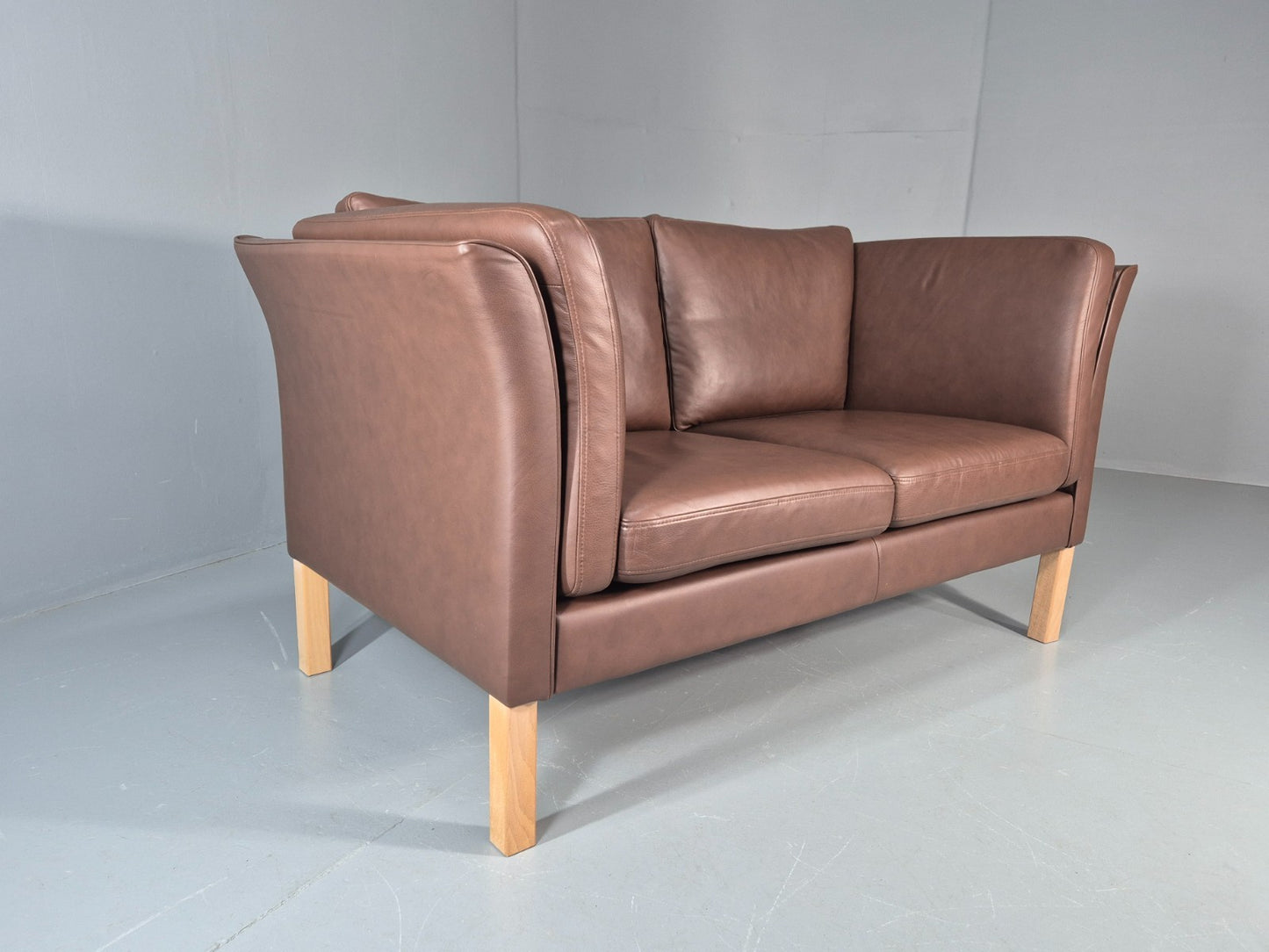Vintage 2 Seater Settee Brown Leather Danish 1980s Retro Hurup EB11630 M2SS4