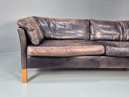 Vintage Mogens Hansen MH535 3 Seat Black Leather Sofa Danish EB10054 M3SS2
