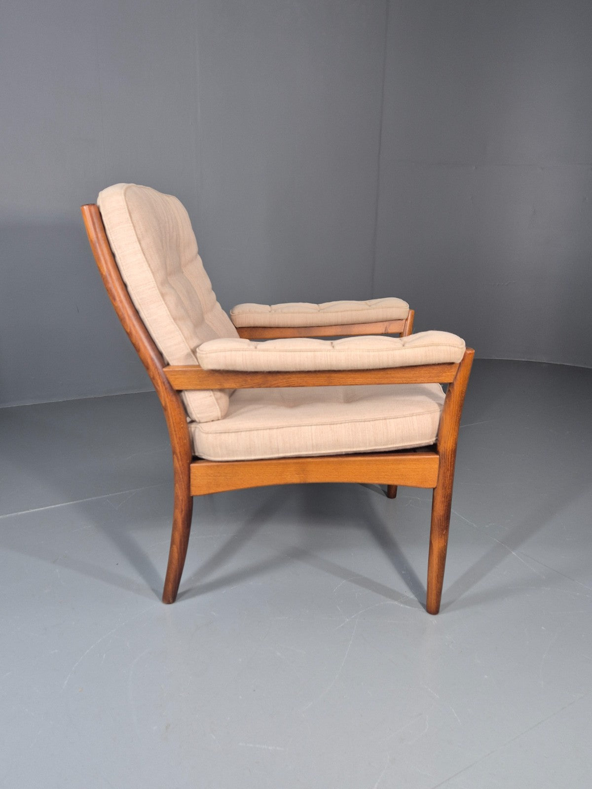 Vintage Gotte Lounge Chair 1970s Swedish Cream Cloth Retro MCM EB11332 MNOR8