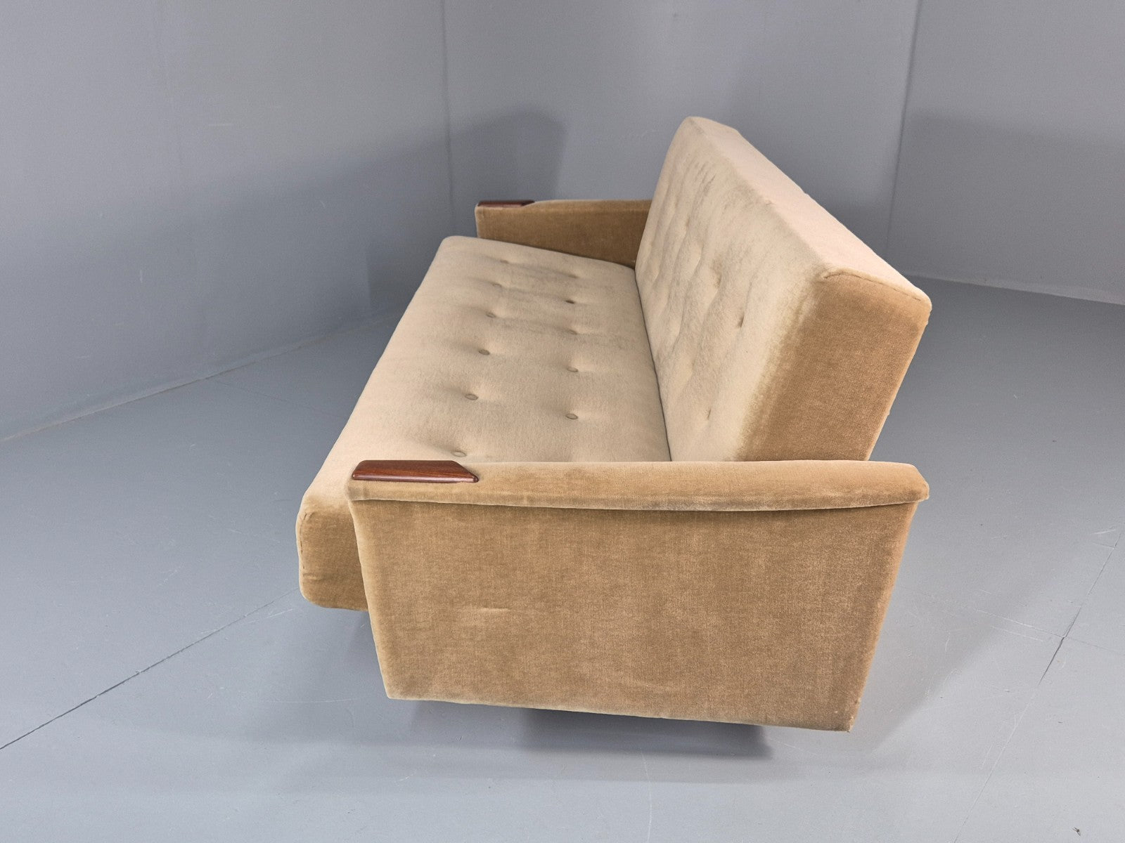 Vintage Sofa Bed Mid Century Denmark Teak Paws  Velour Retro 1960s EB11391 M4SS22