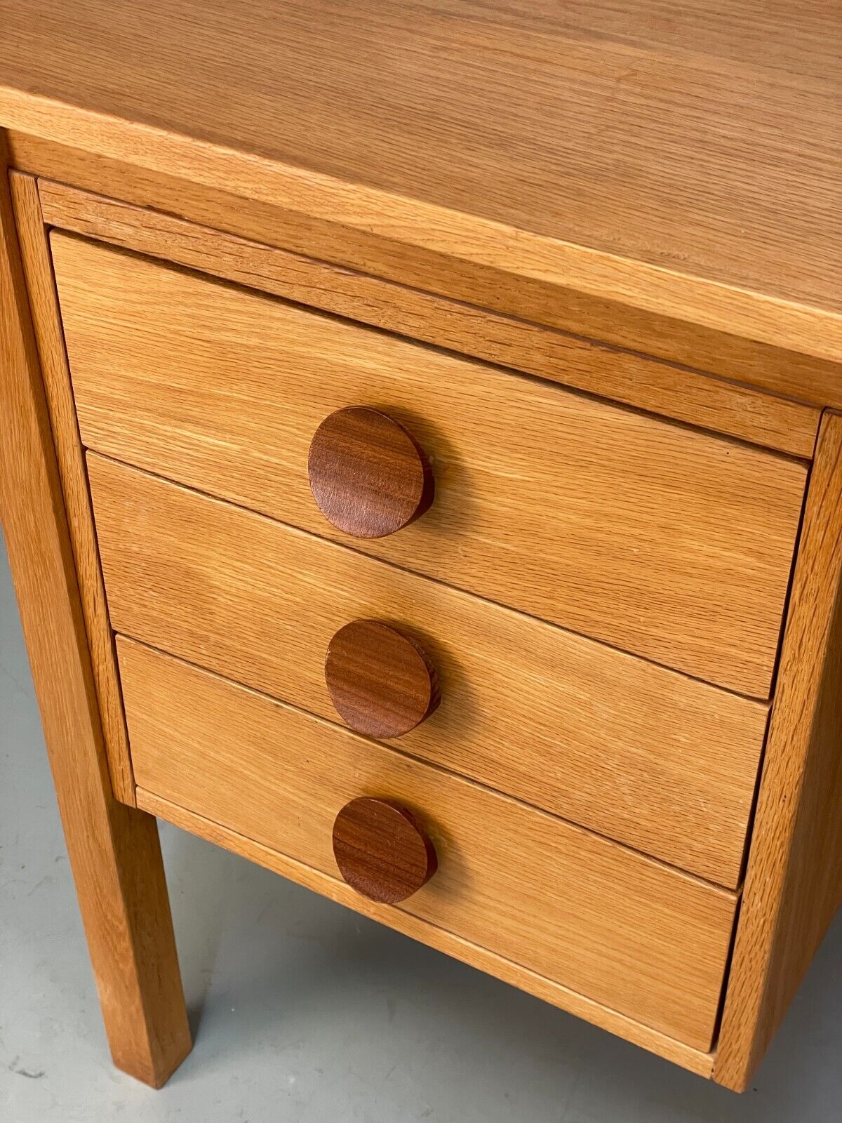 Vintage Danish Oak Desk Teak Handles With Drawers And Storage EB8722 MWOO - UKDK FURNITURE