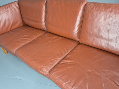 Vintage Stouby 3 Seat Sofa Reddy Brown Leather Mid Century Retro EB10528 M3SS20