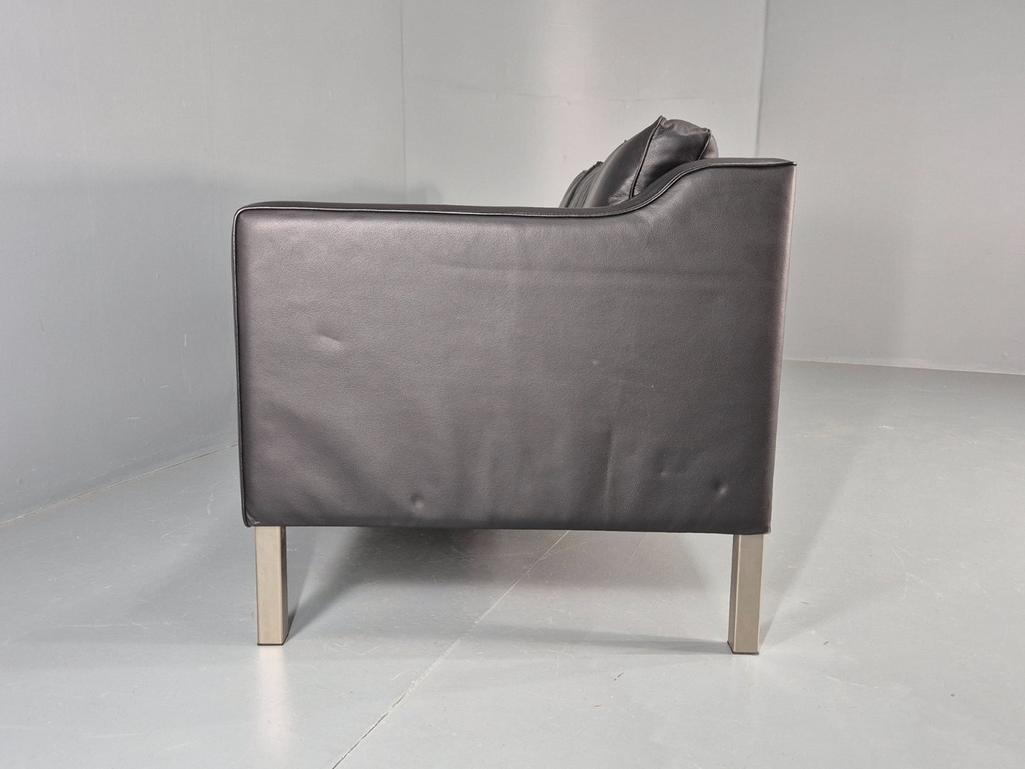 Vintage 3 Seat Sofa Danish Black Leather Mid Century Retro 1980s EB10463 M3SS19