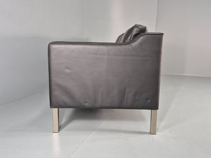 Vintage 3 Seat Sofa Danish Black Leather Mid Century Retro 1980s EB10463 M3SS19