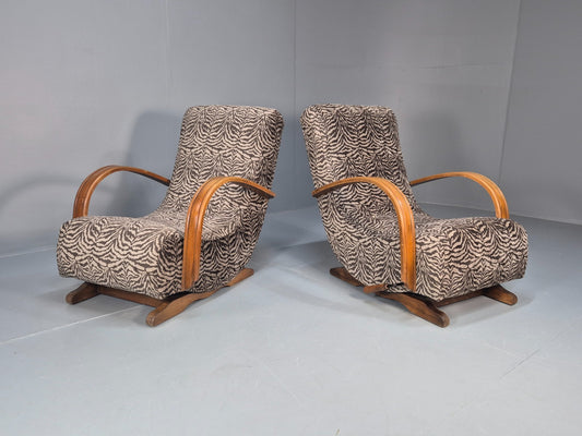 2 Art Deco Rocking Chairs New Zebra Pattern Upholstery Vintage 1940 EB10921 VCAR0
