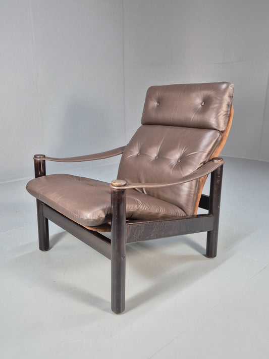 Vintage Brown Leather Lounge Chair Ebbe Gehl & Sorren Nissen Danish EB9790 MNOR - UKDK FURNITURE