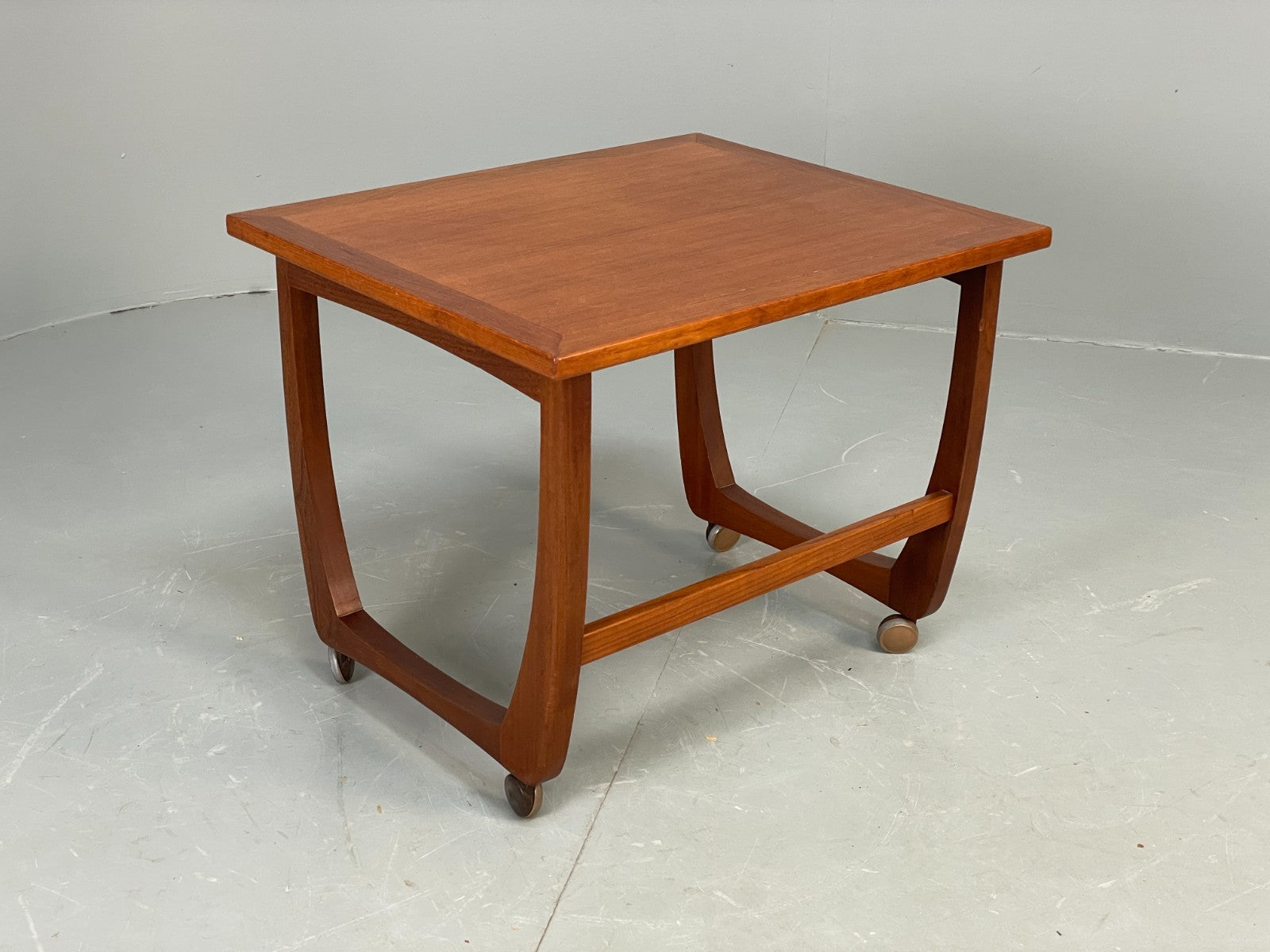 Vintage Teak Side Table On Castors 1970s Mid Century Modern EB10678 MWOO0