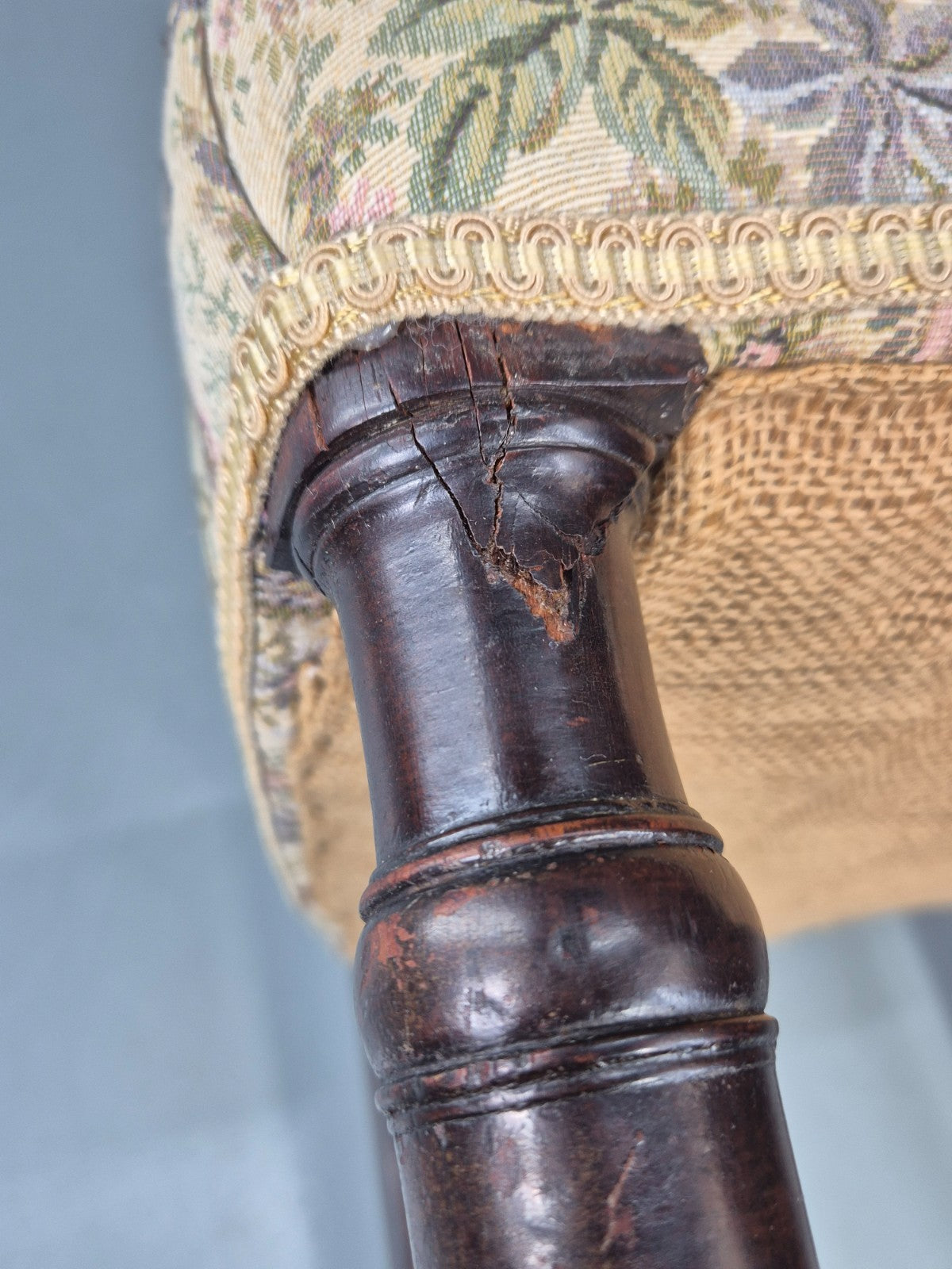 Antique Empire Dining Chair Mahogany Frame Pillared Slats Floral   EB11223 VDIN11